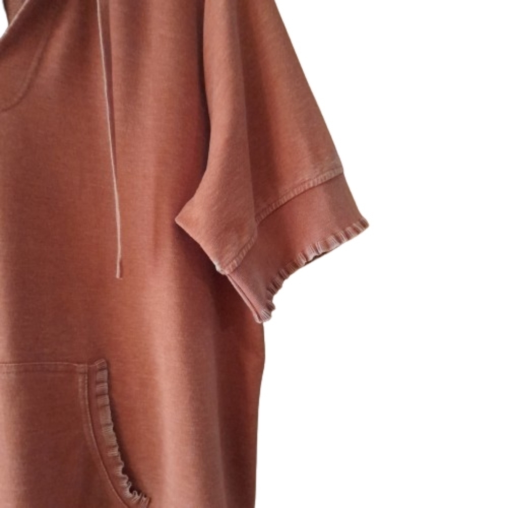 Jane And Delaney Hoodie Size 2X Pink Short Sleeve Kangaroo Pocket Distressed - Picture 3 of 10